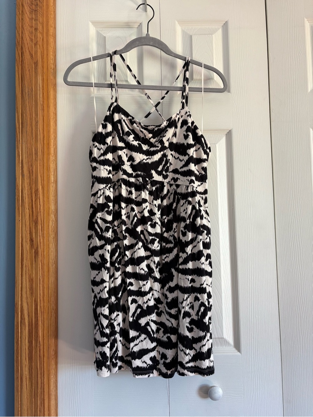 Old Navy Black and White Printed Spaghetti-Strap Mini Dress